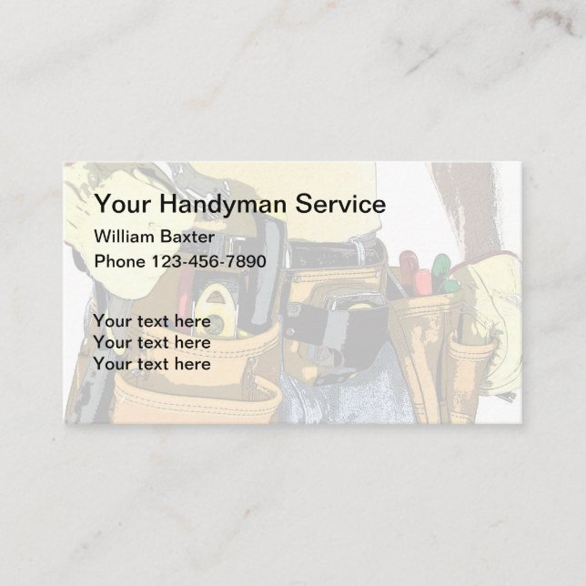 Tool Belt Theme Handyman Business Card (Front)