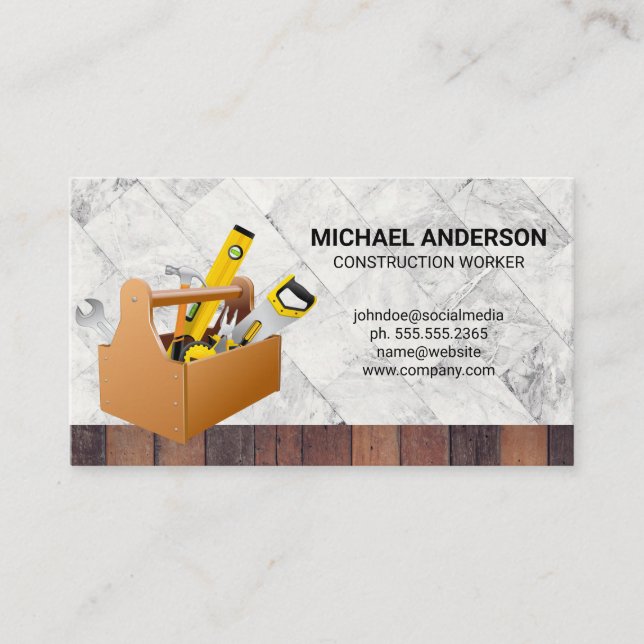 Tool Box | Wood | Marble Business Card (Front)