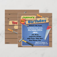 Tool Building Construction Birthday Party Invite