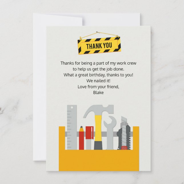 Tool Thank You Note Cards, Handyman Stationery (Front)