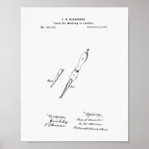 Tool Working Leather 1873 Patent Art White Paper Poster