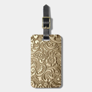Tooled Gold Luggage Tag