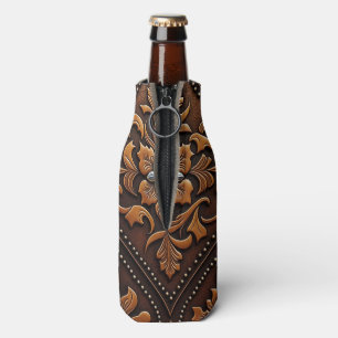 Tooled Leather Bottle Cooler