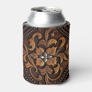 Tooled Leather Can Cooler