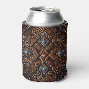 Tooled Leather Can Cooler