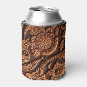 Tooled Leather Can Cooler