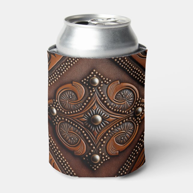Tooled Leather Can Cooler (Can Front)