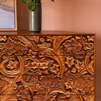 Tooled Leather Dancing Flowers Decoupage Tissue Paper