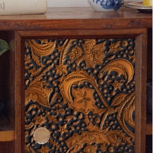 Tooled Leather Flowers at Midnight Decoupage Tissue Paper