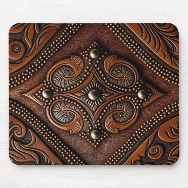 Tooled Leather Mouse Mat (Front)