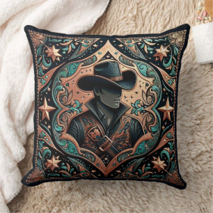  Tooled Leather Print Cowboy Cushion