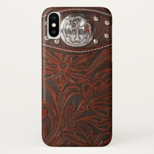Tooled leather texture iPhone case