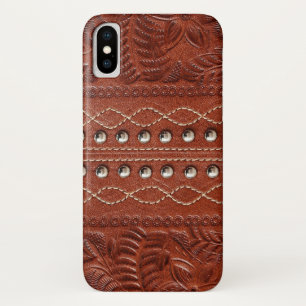 Tooled leather texture iPhone case