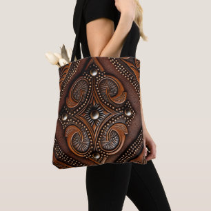 Tooled Leather Tote Bag