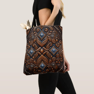 Tooled Leather Tote Bag