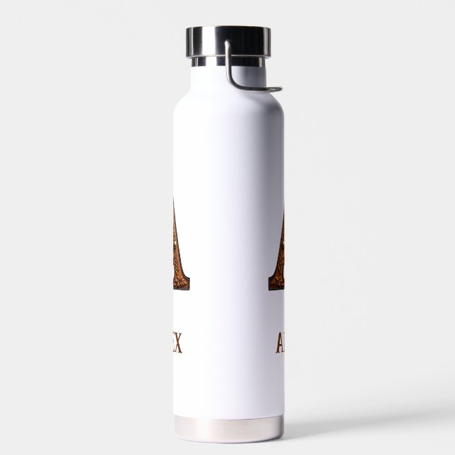 Tooled Leather Western Monogram A Water Bottle (Left)