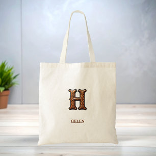 Tooled Western Leather Initial Monogram H Tote Bag