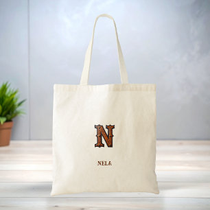 Tooled Western Leather Initial Monogram N Tote Bag