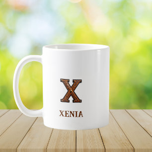 Tooled Western Leather Initial Monogram X Coffee Mug