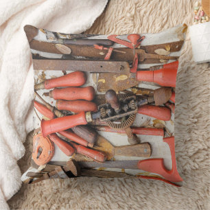 Tools Antique Rustic Red Man Tool Cushion
