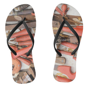 Tools Antique Rustic Red Man Tool Flip Flops