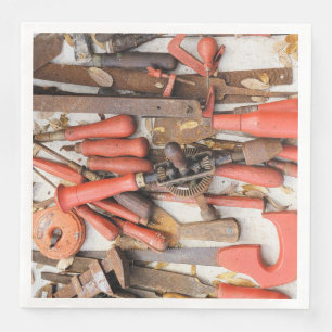 Tools Antique Rustic Red Man Tool Napkin