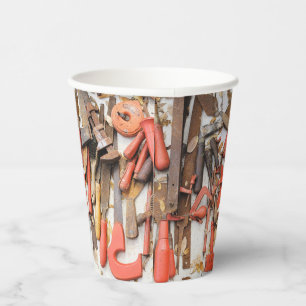 Tools Antique Rustic Red Man Tool Paper Cups