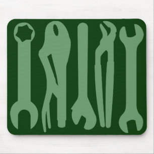 Tools - Army Green on Dark Green Mouse Mat