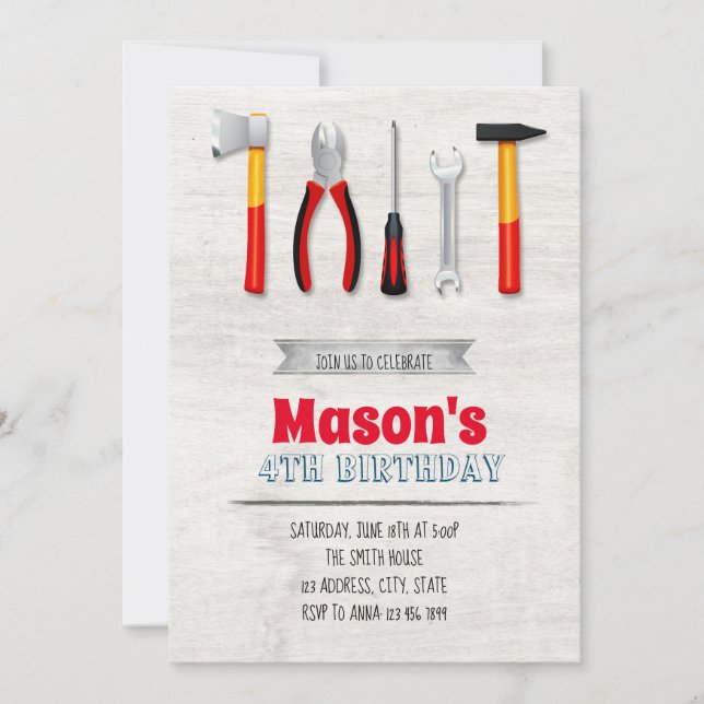 Tools Birthday invitation (Front)