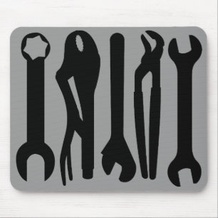 Tools - Black on Grey Mouse Mat