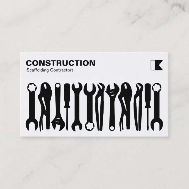 Tools - Black on White Business Card (Front)