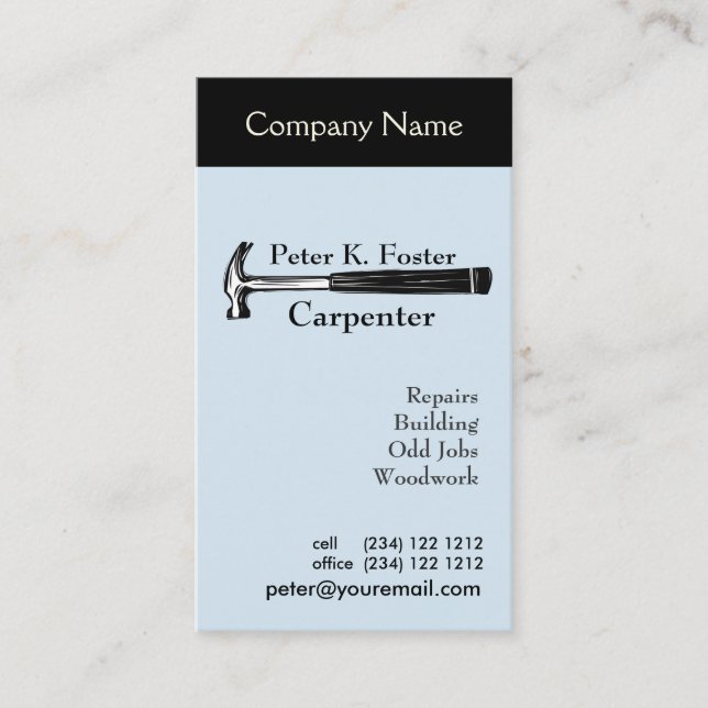 Tools Carpenter's Hammer  Repair Man Services Business Card (Front)