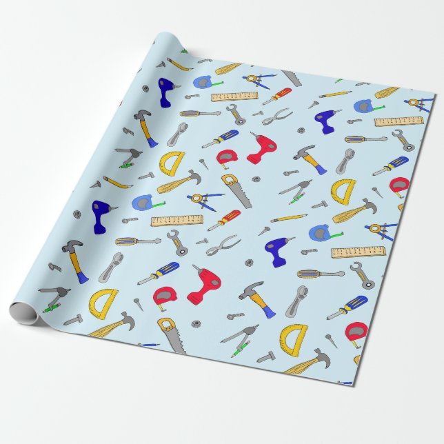 Tools Collage Boy's Birthday Wrapping Paper (Unrolled)