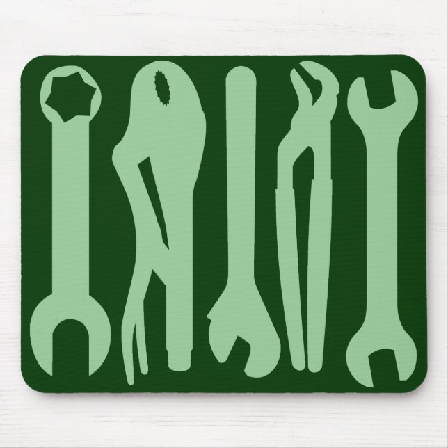 Tools - Light Green on Dark Green Mouse Mat (Front)