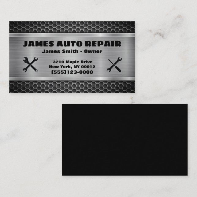 Tools Metal Design Car Auto Repair  Business Card (Front/Back)