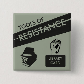 Tools of Resistance: Library Card & Books 15 Cm Square Badge