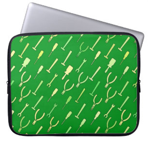 Tools, on forest green laptop sleeve