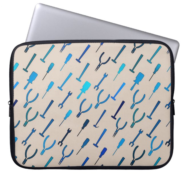 Tools, on medium grey laptop sleeve (Front)