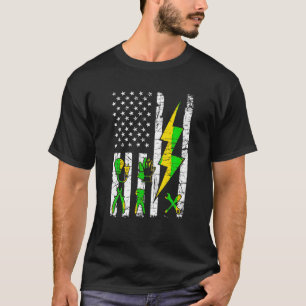 Tools USA Flag Electrician Patriotic Lineman 4th J T-Shirt