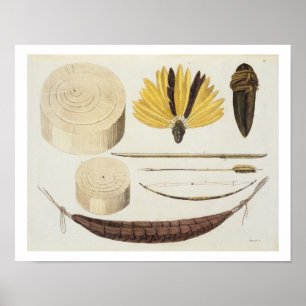 Tools, weapons and utensils of Puri and Botocudos Poster