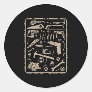 Tools with frame vintage classic round sticker
