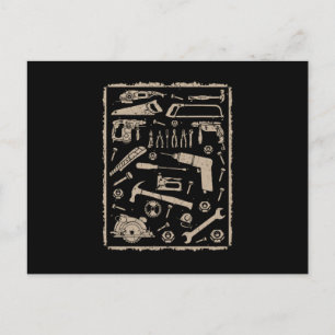 Tools with frame vintage postcard