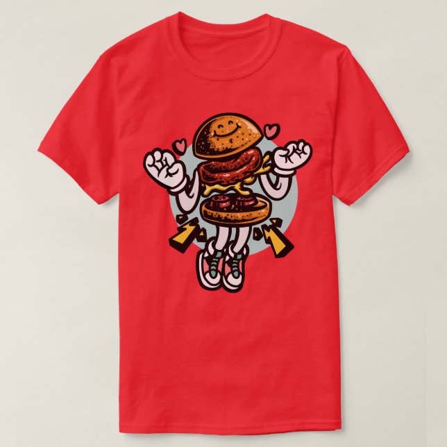 toon Aesthetic Happy Burger T-Shirt (Design Front)