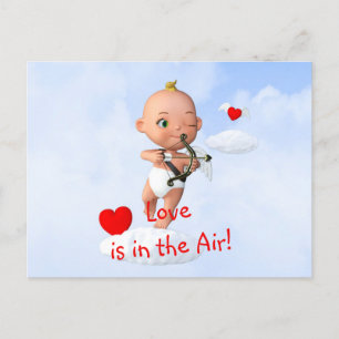 Toon Baby Cupid Flying with a Bow and Arrow Postcard