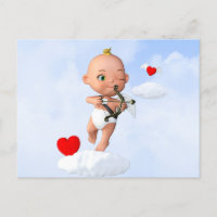Toon Baby Cupid Flying with a Bow and Arrow