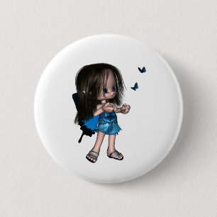 Toon Butterfly Fairy - Blue 6 Cm Round Badge