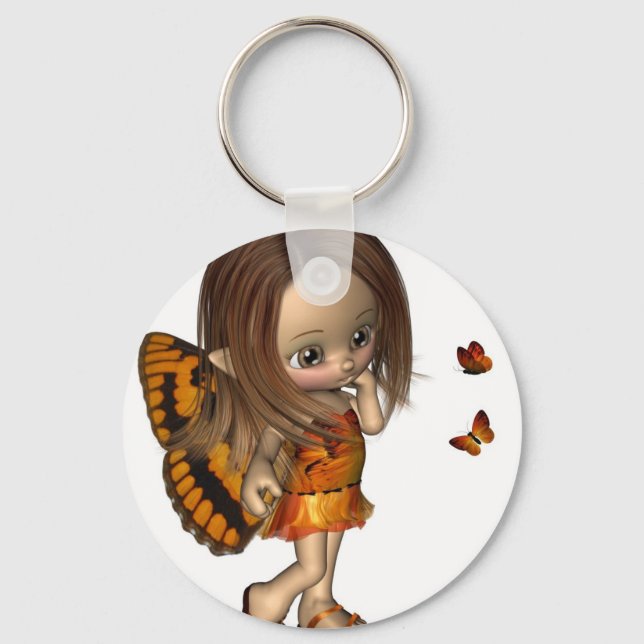 Toon Butterfly Fairy - Orange Key Ring (Front)