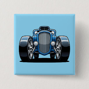 Toon Hotrod Art 15 Cm Square Badge