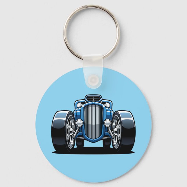 Toon Hotrod Art  Key Ring (Front)