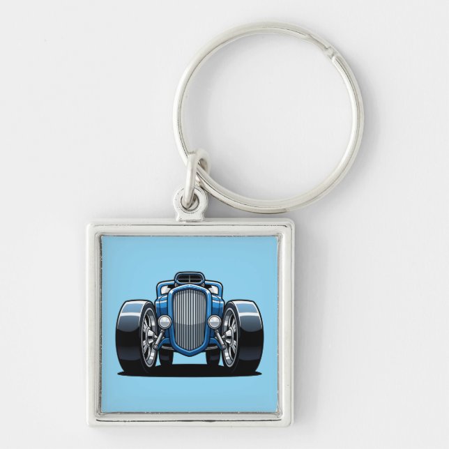 Toon Hotrod Art  Key Ring (Front)